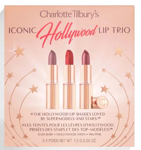 Version 1.0.0 CHARLOTTE TILBURY Iconic Mini Lip Trio Kit - Pillow Talk, Walk of No Shame, Supermodel 0.03 Ounce (Pack of 3)